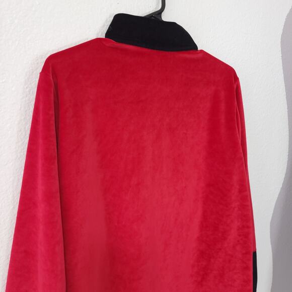 Velour Jacket Womens Size 10 Red and Black Colorblock Stretch Zipper Lon… - Picture 9 of 12
